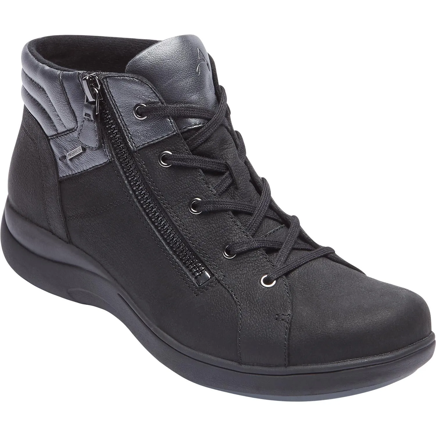 Women's Aravon Rev Stridarc Waterproof Low Boot Black Nubuck