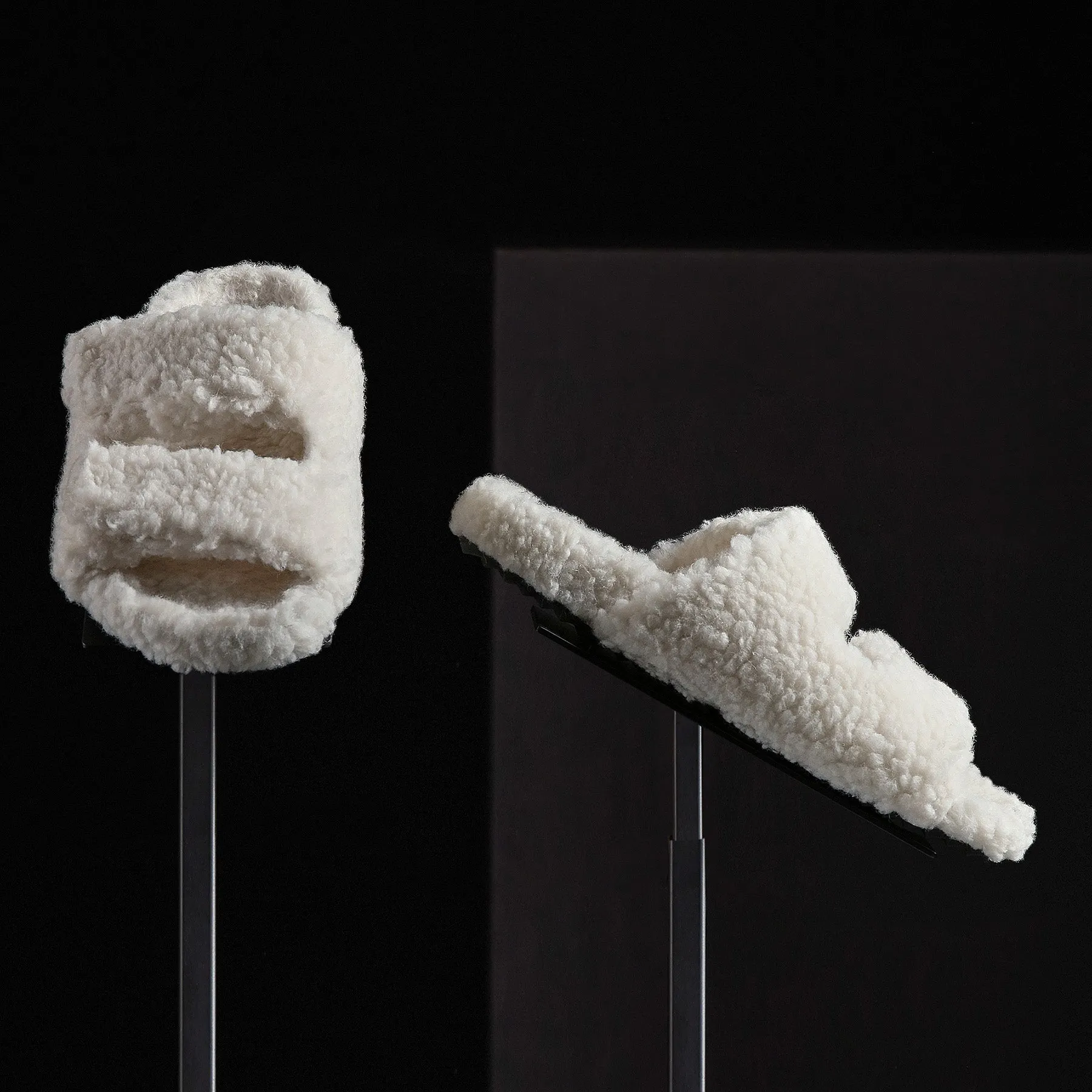 Women's Double Strap Shearling Slide - Ivory