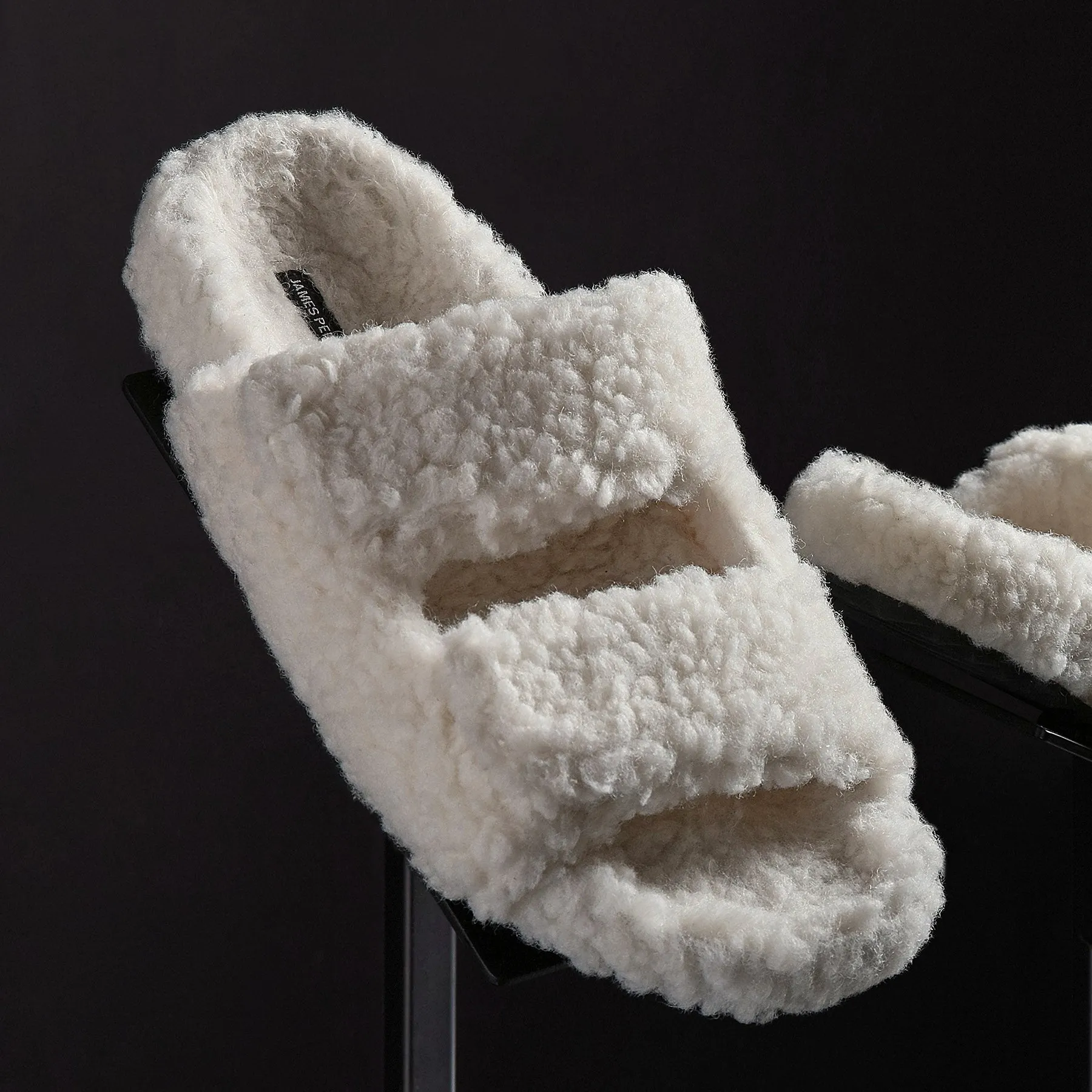 Women's Double Strap Shearling Slide - Ivory