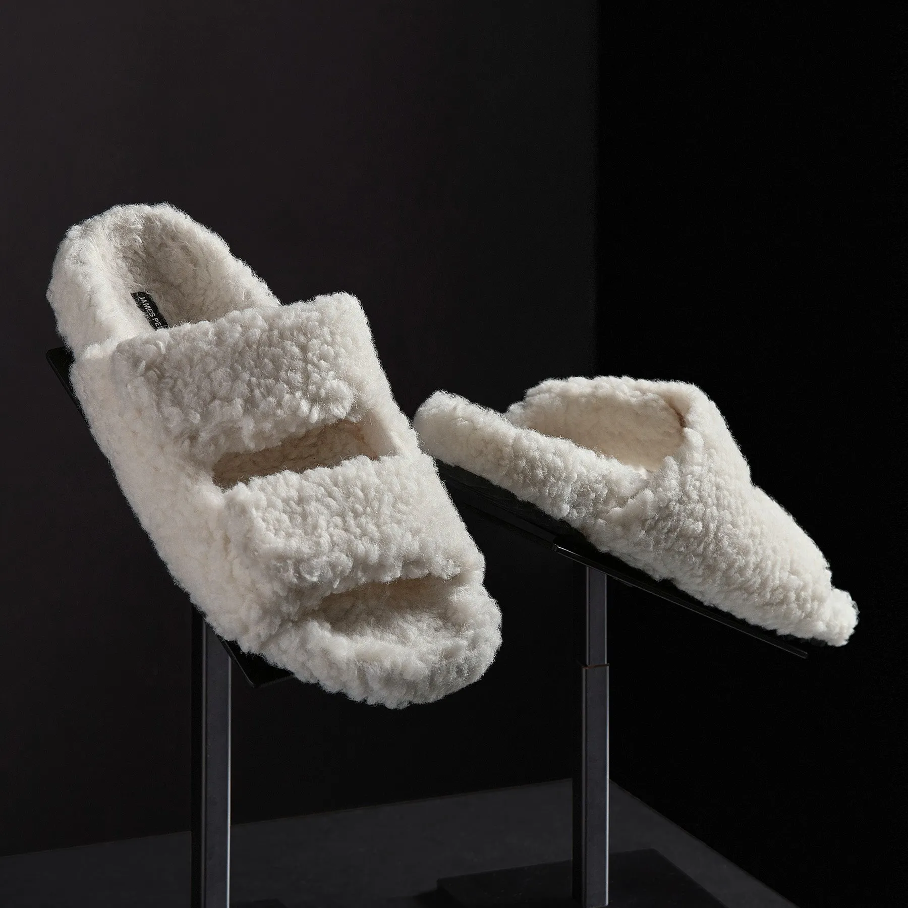 Women's Double Strap Shearling Slide - Ivory