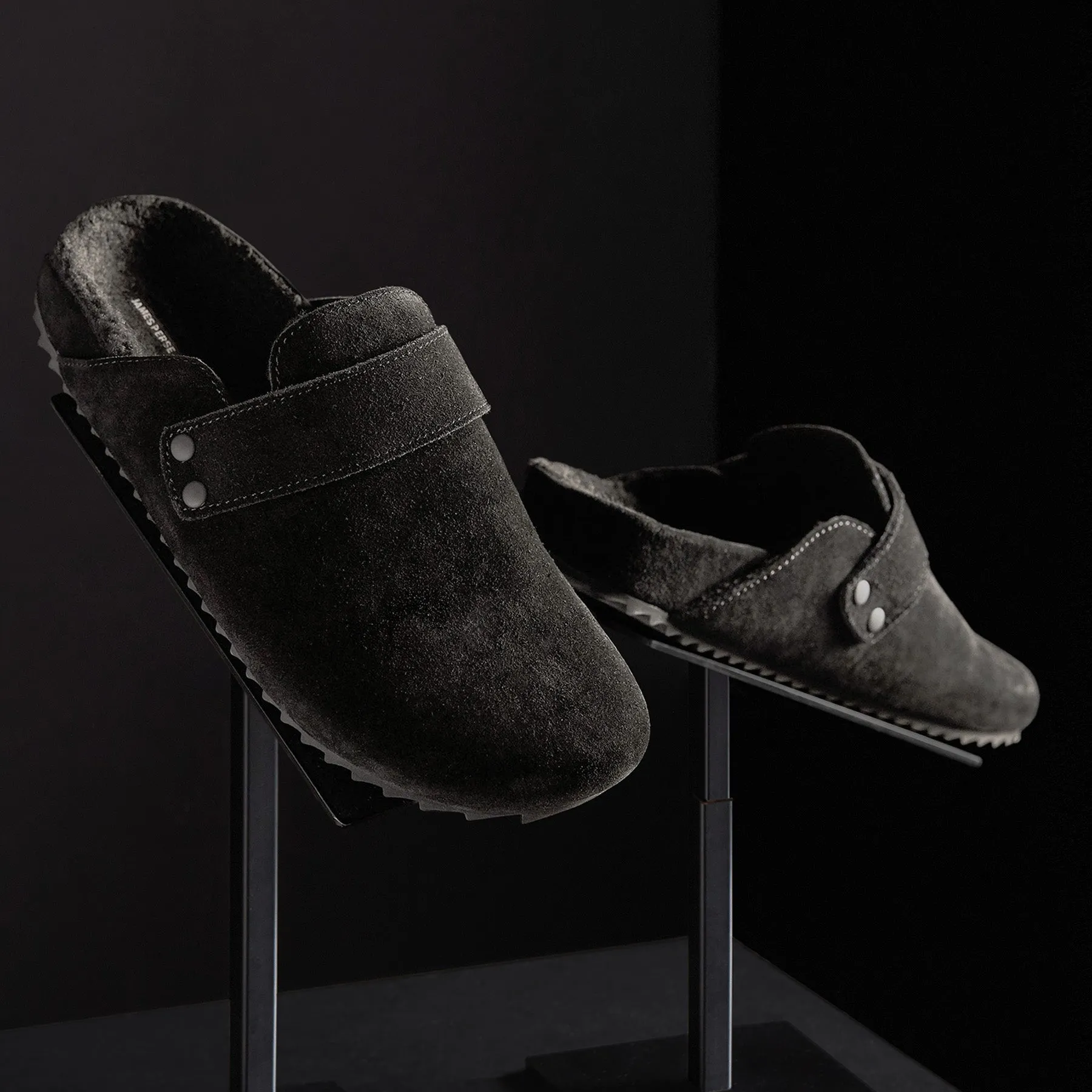 Women's Suede Slip On Clog - Black/Black